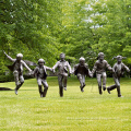 Cheap bronze metal children kids sculpture for garden decoration